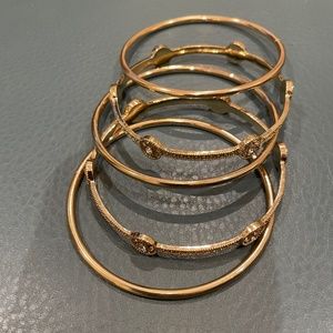 Set of 5 Gold Tone and Crystal Bangle Bracelets -  EUC